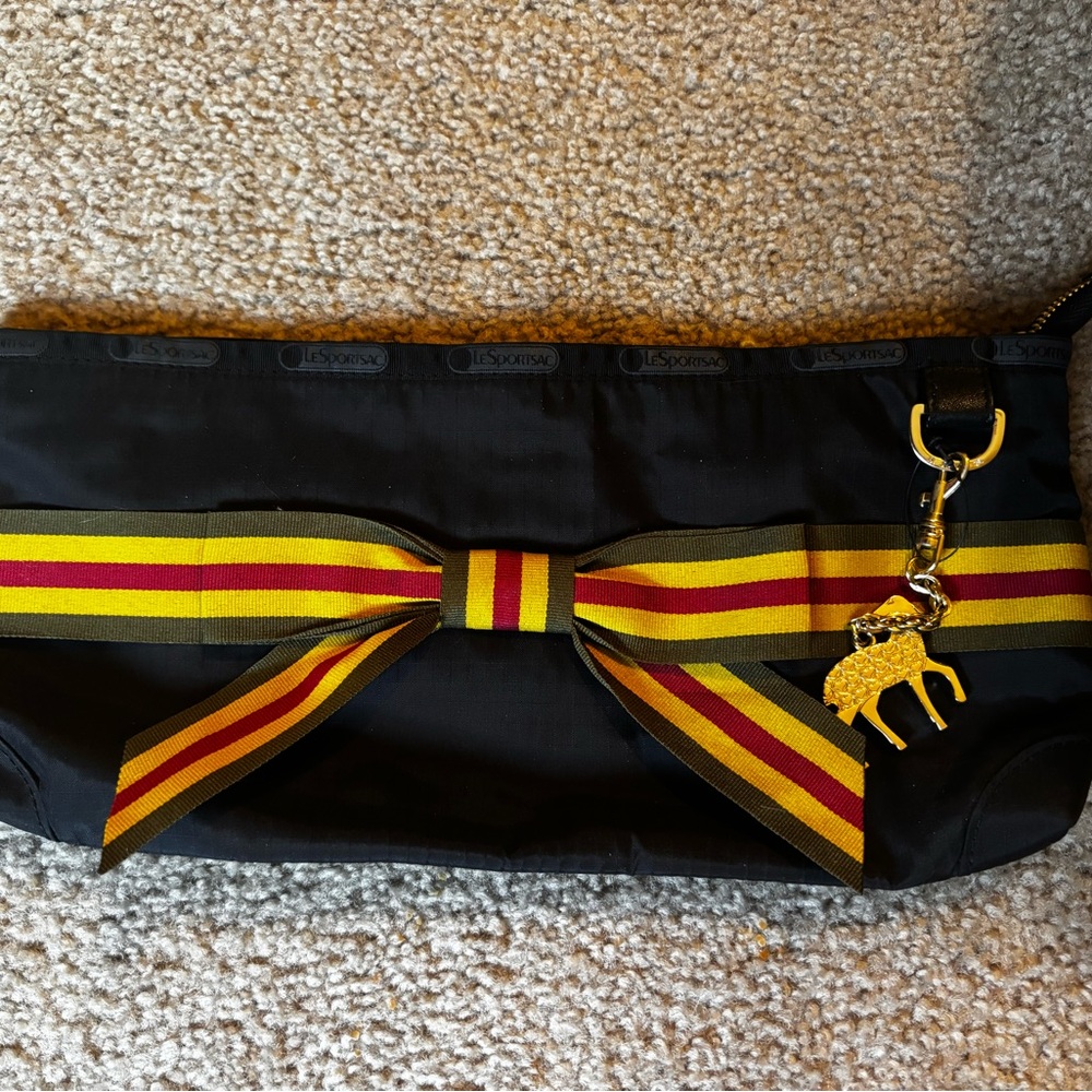 L.A.M.B. LeSportsac Black Rasta Stripe Clutch w/L.A.M.B. charm